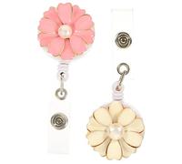 Hemobllo 2 pièces Porte Badge Enrouleur Portable avec Clip Rotatif Porte Carte Identité Pratique pour Infirmières et Étudiants Badge Reel Cute Tour de Cou Sécurisé Lot de Blanc