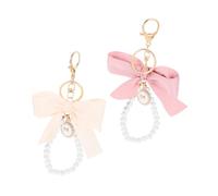 Hemobllo 2 pièces Porte-clés Nœud avec Perles Lot de Rose et Cassé Décoration Élégante pour Clés et Sacs Accessoire Féminin