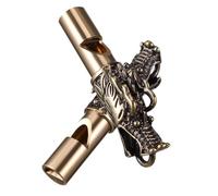 Hemobllo 2 pièces Porte-clés Sifflet Laiton Tête de Dragon Sifflet de Survie Portable Décoratif pour Randonnée et Activités Plein Air