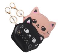 Hemobllo 2 pièces Porte Petit Chat Mignon Porte Clés Compact et Organiseur Pochette de Rangement Zippée pour Voyage Pratique pour Clés et Écouteurs