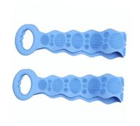 Hemobllo 2 pièces Serviette de Exfoliante Tpe avec Longues Lanières et Poignées Brosse Corps Silicone pour Nettoyage Profond Du Dos Cou et Épaules Accessoire Bain et Confortable Bleu