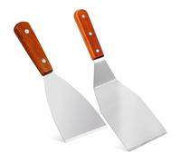 Hemobllo 2 pièces Spatule Cuisine Inox Set avec Manches Confortables Spatule Pancake pour Grillades Pizzas Burgers et Pâtisserie