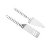 Hemobllo 2 pièces Spatules et Steak Acier Inoxydable Résistantes Corrosion et Haute Température Manche Rond Perforé Polyvalent pour Cuisine et Pâtisserie