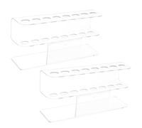 Hemobllo 2 Pièces Support de Pinceaux et Pinces à Épiler Acrylique Transparent Organiseur Outils de Manucure avec Emplacements Rangement Antidérapant pour Bureau et Salon de Beauté