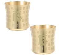 Hemobllo 2 pièces Tasse à Thé Laiton Vintage Tasse Autel Chinoise sans Anse Gobelet Décoratif Multifonction pour Thé Kung Fu Offrande Eau Sacrée Asiatique