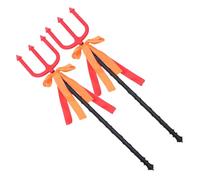 Hemobllo 2 Pièces Trident Diable Cosplay Plastique Rouge Accessoire Costume Halloween pour Adultes et Décoration Fête Déguisement Réaliste et Portable