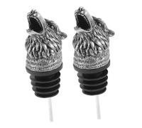 Hemobllo 2 pièces Verseur à Vin Zinc Alliage Forme de Loup Set Bouchon de Vin Aérateur et Décanteur pour Bar et Cuisine Finition Antique Design Unique et Créatif