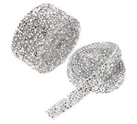 Hemobllo 2 rouleaux Ruban Strass Autocollant Bande Adhésive Décorative Argentée et Ab Colorée Ruban Rhinestone DIY pour Vêtements Chaussures et