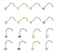 Hemobllo 20 Pièces Acier Inoxydable Boucles Oreilles Nez Forme avec Zirconium Bague de Nez Incurvée Confortable et Brillante pour Femme et Homme
