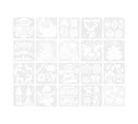 Hemobllo 20 Pièces Pochoir de Noël Réutilisable, Peinture et | PET Blanc, Motifs Festifs pour Devoirs Scolaires et Décorations, Usage Double Gabarit Traditionnel