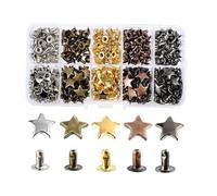 Hemobllo 200 ensembles Star Rivets For Leather DIY Crafts Handmade Iron Rivets For Repairing And Decorating Belts Bags Shoes Jackets Colors Each