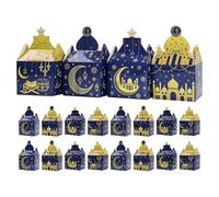 Hemobllo 20pièces Coffret Cadeau Eid Mubarak Papier Boîte à Friandises Étoile et Lune Sachet de Bonbons pour Ramadan Boîte à Dragées Forme de Mosquée pour Cadeaux Invités
