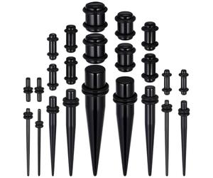 Hemobllo 23 Pièces Écarteur Oreilles 4mm Cône Acrylique Noir