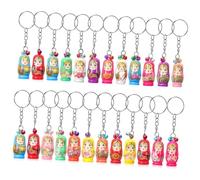 Hemobllo 24 pièces Lot de Porte Clés avec Cloches Porte Clés Créatifs et Colorés Poupées Gigognes Peintes Main Maison et Voiture