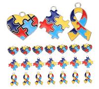 Hemobllo 24pièces Breloques Pendentifs Alliage Puzzle Pour Création Bijoux Diy Breloques Sensibilisation Autisme Pour Bracelets Colliers Et Porte-clés