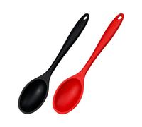 Hemobllo 2pcs Cuillères à Soupe en Silicone Long Manche, Ustensiles Cuisine Polyvalents, Faciles à Nettoyer, Couleur Noir et Rouge
