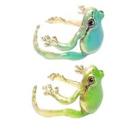 Hemobllo 2pièces Anneaux Ajustables Forme De Grenouille Pour Femmes Bijoux Animaliers Mignons Anneaux Ouverts Correspondants Pour Couples