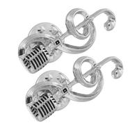 Hemobllo 2pièces Broches Doré Pour Et Femmes Microphone Et Note De Musique Accessoires De Mode Pour Et Banquets