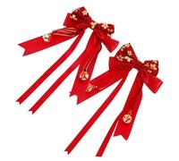 Hemobllo 2pièces Épingles Cheveux Style Chinois Nœud Rouge Clips Cheveux Accessoires Élégants Pour Mariages Fêtes Quotidien