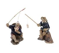 Hemobllo 2pièces Figurines Décoratives De Pêcheurs Céramique Lot de Ornements pour Aquarium Et Jardin