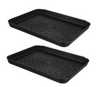 Hemobllo 2pièces Plateau à Chaussures Plastique Noir Bac De Rangement Multifonction pour Entrée Robuste Et Facile à Nettoyer Adapté pour Jardin Et Chantier