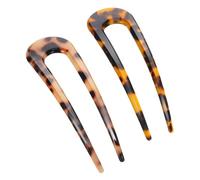 Hemobllo 2pièces U-shaped Acetate Hair Stick Practical Hair Accessories for Women Elegant Wedding Party Daily Use Mixed Dark and Light Tortoiseshell Colors
