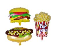 Hemobllo 3 Pièces Ballons Alimentaires Gonflables Popcorn Hot Dog Hamburger Décoration Interactive pour Fête Anniversaire Garçon Fille Soirée Cinéma et Carnaval