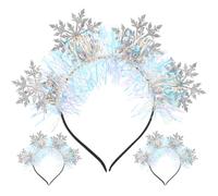 Hemobllo 3 Pièces Bandeau à Paillettes Flocons de Neige Argenté en Feutre, Serrage-tête de Noël pour Filles et Femmes, Fête de Noël