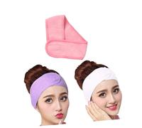 Hemobllo 3 pièces Bandeau Spa Maquillage avec Éponge Confortable et Blanc Rose pour Soins Visage et Activités