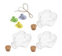 Hemobllo 3 Pièces Bouteilles Verre Forme Fleur avec Bouchons Bois Flacons à Vœux Multi-usages pour Messages Huiles Essentielles Et Décoration DIY