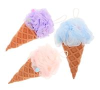 Hemobllo 3 pièces Éponge Forme Crème Glacée Boule Exfoliante Maille PE Douce et Absorbante pour Bain Adulte et Nettoyage et Massage Peau