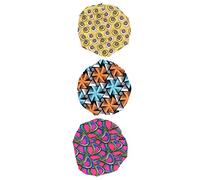 Hemobllo 3 pièces Lot Bonnets Satin Réglables pour Garçon Fille Chapeaux de Nuit Imprimés Batik Africain Double Protection Douce pour Cheveux avec Bande Élastique Ajustable Unisexe Garçons