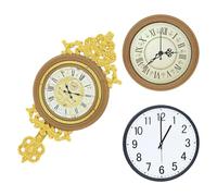 Hemobllo 3 Pièces Miniature Vintage Dollhouse Wall Clock Set Detailed Roman Pendulum Design Retro European Style Hanging Decor for Doll House Scene