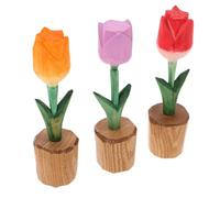 Hemobllo 3 Pièces Ornement Décoratif Sculpté en Bois de Tulipe | Style Rustique Élégant, Léger et Portable, pour Occasions Spéciales et Plateau à Étages