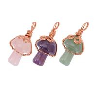 Hemobllo 3 Pièces Pendentif Mini Champignon en Pierre de Cristal | Breloques pour Créations, Pierre Naturelle, Style Créatif et Mode