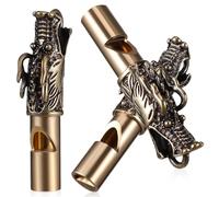 Hemobllo 3 pièces Sifflets de Survie Multifonctions Dragon Laiton Vintage Lot de Porte-clés Sifflet Secours pour Camping Randonnée et Urgence Design Tête de Dragon Chinoise et Pratique