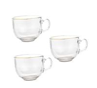 Hemobllo 3 pièces Verres Verre Transparent pour Café Thé et Jus Tasses à Boisson pour Maison et Bureau Design Élégant avec Bords Dorés Usage Polyvalent