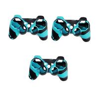 Hemobllo 3pièces Coque De Silicone Pour Manette Bleu Noir Complète Rayures Et Salissures Compatible Antidérapante Pour Meilleure Prise Main