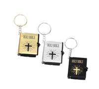 Hemobllo 3pièces Porte-clés Jésus Vrac Modèle Bible Miniature Décoration Église Porte-clés Chrétien Portable Cadeau Anniversaire