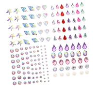 Hemobllo 4 feuilles Autocollants Visage Rhinestones Bijoux Faciaux Autocollants pour Maquillage Festival Étincelants Réutilisables pour Halloween et