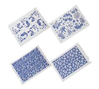 Hemobllo 4 feuilles Transferts Sous Glaçure Pour Poterie Lot Décalcomanies Céramique DIY Faciles à Appliquer Autocollants Porcelaine Traditionnelle Pour Artisans Potier