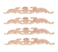 Hemobllo 4 pièces Appliques Sculpté Non Peint Décorations Sculptures Murales Porte Intérieure Meubles Classiques Artisanales