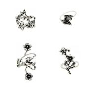 Hemobllo 4 pièces Bague Femme Originale Fleur Vintage Délicat Bagues Phalange Légères Confortables pour Quotidien Cérémonie Glamour
