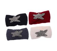 Hemobllo 4 pièces Bandeaux Tressés pour Femmes Bandeau Hiver Maille Torsadée avec Cristaux Accessoires Cheveux Chauds et Confortables Sport et Usage Quotidien