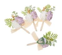 Hemobllo 4 pièces Boutonnières de Mariage Artificielles pour Marié et Témoins Épingles Légères avec Fleurs Simulées Élégantes Accessoires Corsage pour Robe de Mariée et Demoiselles Honneur