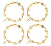 Hemobllo 4 Pièces Bracelet Religieux Catholique à Perles et Croix, | Bijou Spirituel Classique, Discret pour Femmes Adultes, Présent Religieux Catholique, Usage Lors de Prières
