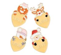 Hemobllo 4 Pièces Broches de Noël Forme de Cœur avec Renne Père Noël Bonhomme Épices Pins Festifs pour Décoration Diy et Souvenirs de Fête
