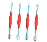 Hemobllo 4 pièces Brosse à Dents pour Animaux de Compagnie Double Brosses pour Nettoyage des Dents de Chien Chat Brossette Ergonomique et Tpe pour