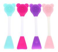Hemobllo 4 pièces Brosse Visage Double Embout Silicone pour Nettoyage Profond Épurateur de Pores et Application de Masque Outils Beauté Multifonctions pour Soins Quotidiens