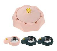 Hemobllo 4 pièces Cendrier Couronne avec Couvercle Acier Inoxydable Résistant Au Vent Design Élégant pour Fumeurs à Domicile et Au Bureau de Rose et Vert Foncé